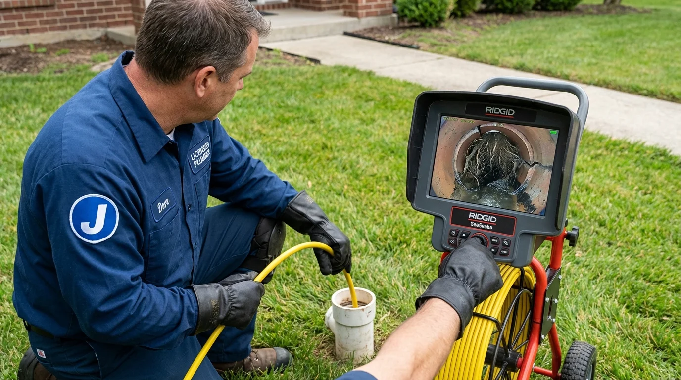 Sewer camera inspection being performed by Johns Plumbing LLC in State Center